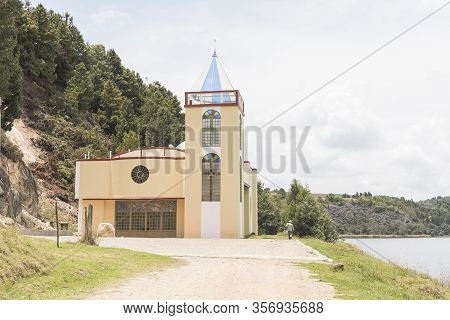 Aquitania, Boyaca / Colombia; April 8, 2018: Rural Church The Peninsula, Place Of Worship Located On