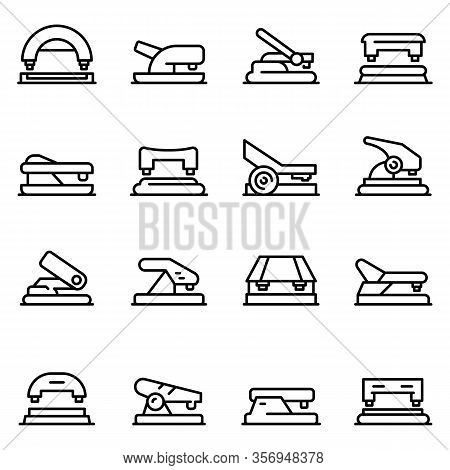Hole Puncher Icons Set. Outline Set Of Hole Puncher Vector Icons For Web Design Isolated On White Ba