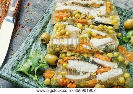 Fish Aspic On Plate