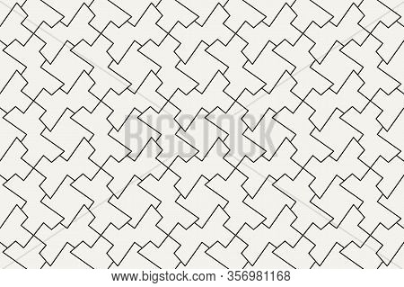 Geometric Seamless Pattern. Vector Background With Abstract Line Texture. Neutral Monochrome Wallpap