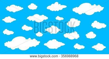 Seamless Cartoon Clouds Background. Vector Blue Sky