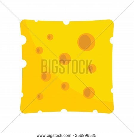 Gauda Cheese Flat Icon. Vector Gauda Cheese In Flat Style Isolated On White Background. Element For 