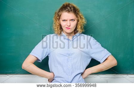 Stressful Occupation. Stress Relief Methods. Stressful Job. Teacher Adorable Lady Irritated Chalkboa