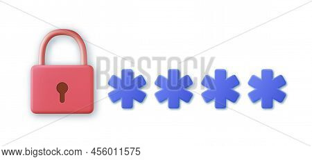 3d Password Protected Icon. Secure Login Concept. 3d Rendering. Security Concept Padlock Login Passw