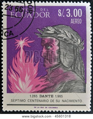 에콰도르-1965 년경: 에콰도르 쇼 단테 1965 년경에 인쇄 된 우표