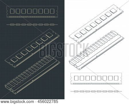 Ram Module With And Without Heatsink Blueprints