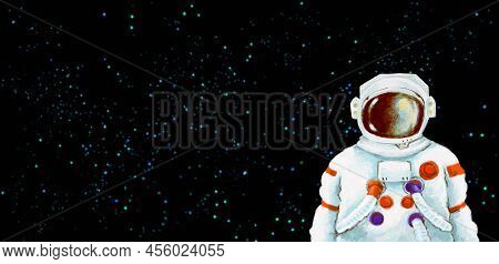 Astronaut In Futuristic Spacesuit Artistic Sketh Illustration Painting Style