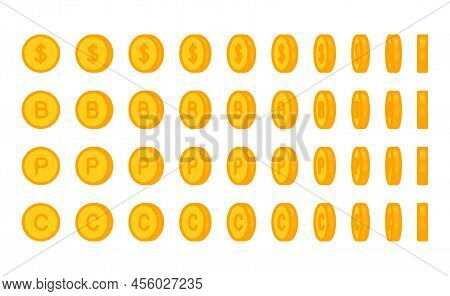 Score Point Coins Facing Different Sides Kawaii Doodle Flat Vector Illustration