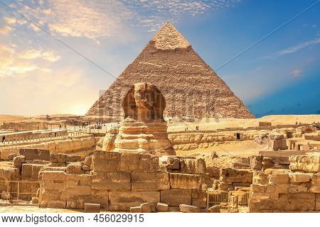 View On The Great Sphinx And The Ruins Of Egypt Necropolis In Giza
