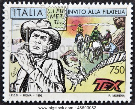 ITALY - CIRCA 1996: A stamp printed in Italy shows Tex Willer circa 1996