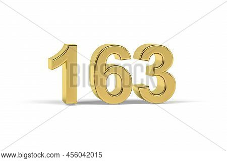Golden 3d Number 163 - Year 163 Isolated On White Background - 3d Render