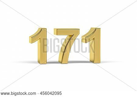Golden 3d Number 171 - Year 171 Isolated On White Background - 3d Render