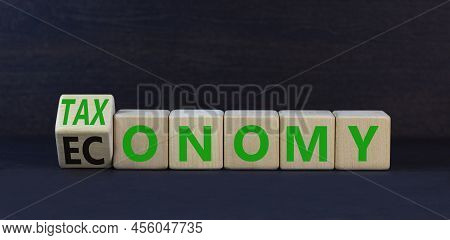 Taxonomy Or Economy Symbol. Turned Wooden Cubes And Change The Concept Word Economy To Taxonomy. Bea