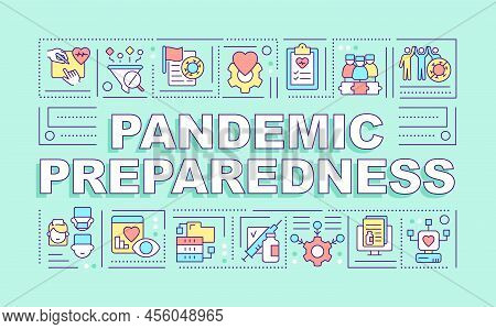 Pandemic Preparedness Word Concepts Mint Banner. Planning For Outbreaks. Infographics With Editable 