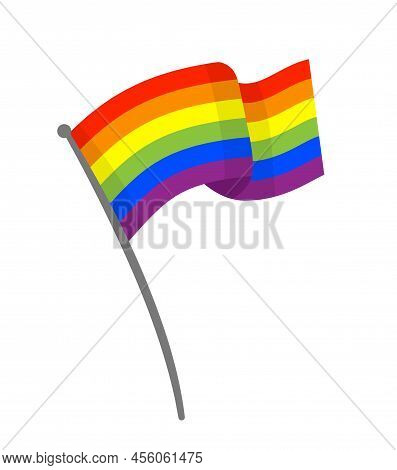 Rainbow Flag. Lgbt Support Symbol And Flag. Vector Illustration. Lgbt Rainbow Ribbon Pride Tape Symb
