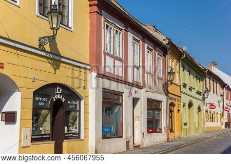 Litomerice, Czech Republic - September 12, 2020: Colorful Shopping Street In The Historic Center Of 