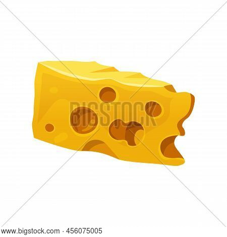 Emmental, Holland Or Edam Cheese Slice, Vector Icon Or Clipart. Heese Or Curd Piece With Holes. Home