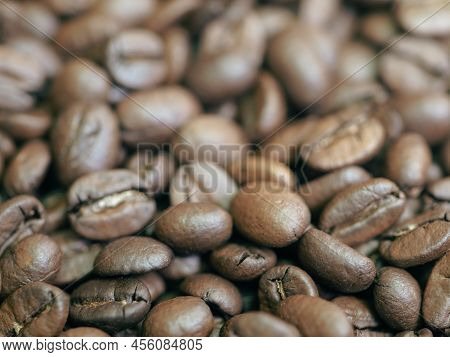 Brown Roasted Coffee Beans Macro Closeup Making The Blend Series