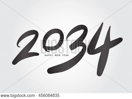 2034 Year, Happy New Year 2034 Vector, 2034 Number Design Vector Illustration, Black Lettering Numbe