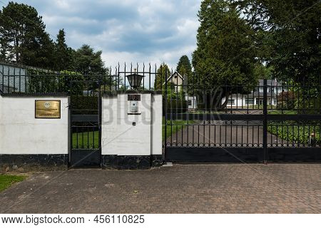 Uccle, Brussels Capital Region - Belgium - 05 29 2020  Facade And Entrance Gate Of The Embassy Of Ma