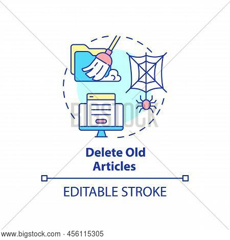 Delete Old Articles Concept Icon. Search Engine Optimization Principle Abstract Idea Thin Line Illus