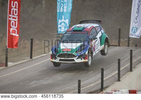 Kocaeli, Turkey - December 26, 2021: Caglayan Celik Drives Ford Fiesta R5 Of Castrol Ford Team Turke