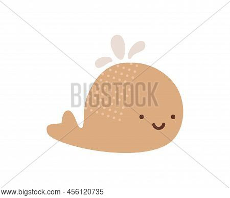 Hand Drawn Cute Vector Whale. Doodle Illustration Coloring Book For Children. Marine Flora And Fauna