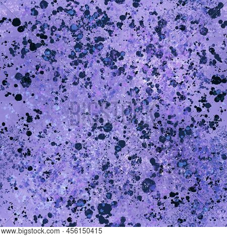 Abstract Hand-painted Natural Lilac, Violet And Blue  Hues Seamless Background Chaotic Mixed Spots, 