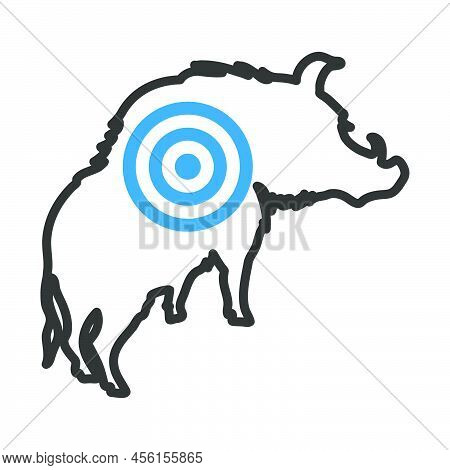 Icon Of Boar Silhouette With Target. Editable Bold Outline With Color Fill Design. Vector Illustrati