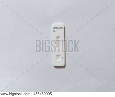 Rtpcr Home Testing Kit Cassette With Negative Test Result Indication On A White Background. Pandemic