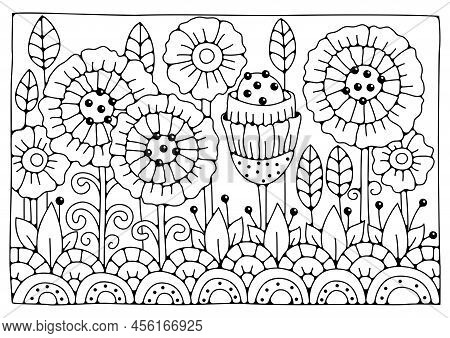 Coloring Page, Art Therapy For Children And Adults. Artline Background For Coloring.