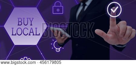 Conceptual Caption Buy Local. Business Overview Patronizing Products That Isoriginaly Made Originaly