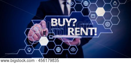 Writing Displaying Text Buy Question Rent. Concept Meaning Group That Gives Information About Rentin