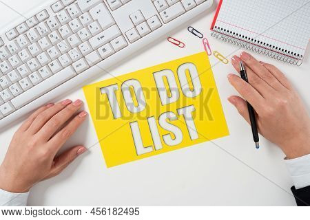 Conceptual Caption To Do List. Word For A Structure That Usualy Made In Paper Contining Task Of Your