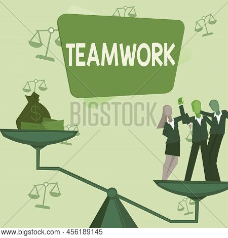 Handwriting Text Teamwork. Internet Concept Group Of Showing Who Work Together As One And With The S