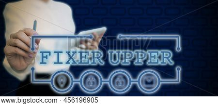 Text Showing Inspiration Fixer Upper. Conceptual Photo House In Need Of Repairs Used Chiefly Connect