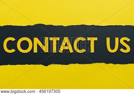 Conceptual Display Contact Us. Business Idea Group Of Person That Rendering Costumer Service Through