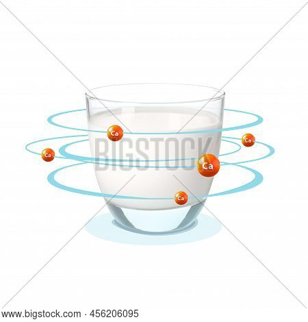 Glass Of Fresh Tasty Milk On White Background. Source Of Calcium