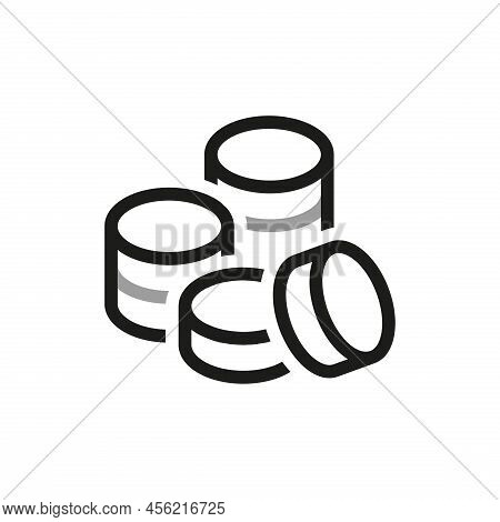 Simple Of Coins Related Icons. Pile Icon With Coins. Contact Us Web Icons In Line Style. Editable Ve