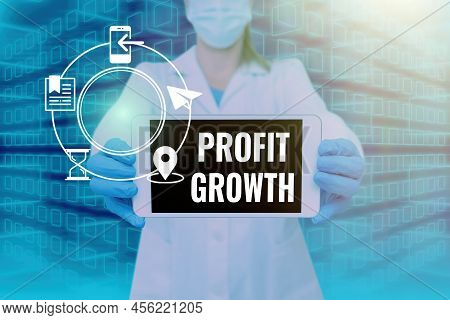 Hand Writing Sign Profit Growth. Business Idea Objectives Interrelation Of Overall Sales Market Shar