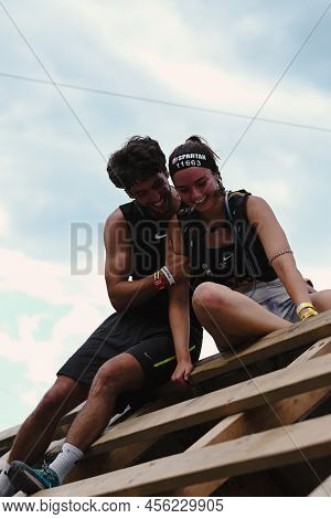 Encamp, Andorra : 2022 June 11 : Competitors Participate In The 2020 Spartan Race Obstacle Racing Ch