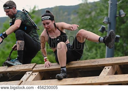 Encamp, Andorra : 2022 June 11 : Competitors Participate In The 2020 Spartan Race Obstacle Racing Ch