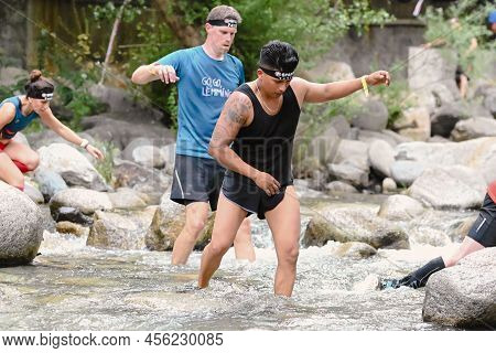 Encamp, Andorra : 2022 June 11 : Competitors Participate In The 2020 Spartan Race Obstacle Racing Ch