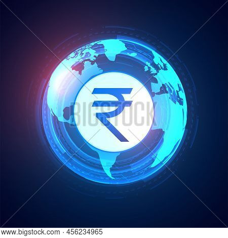 Global Rupee Digital Money Concept Background Vector Design Illustration