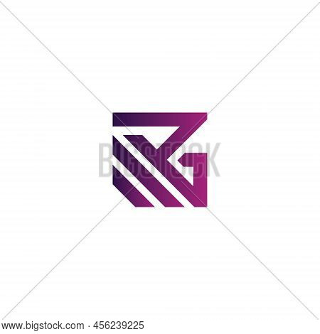 Abstract Initial Letter Rg Logo In Blue And Magenta Color Isolated In White Background Applied For T