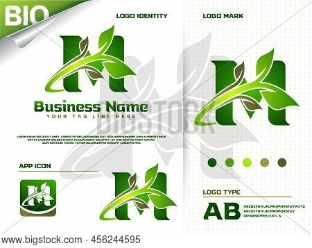 Initial Letter M With Green Leaf Logo Design Vector