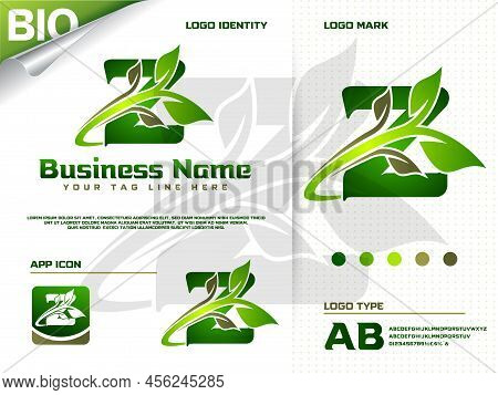 Initial Letter Z With Green Leaf Logo Design Vector