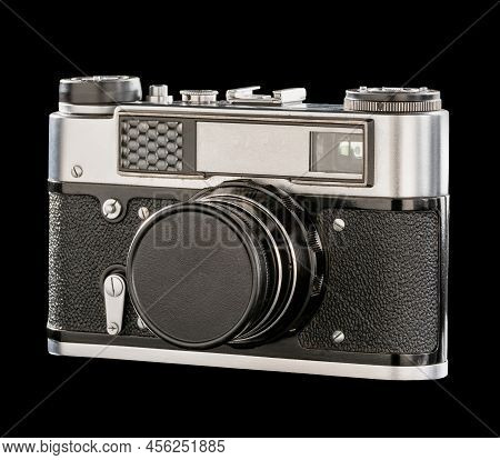 Vintage photo camera isolated on white background