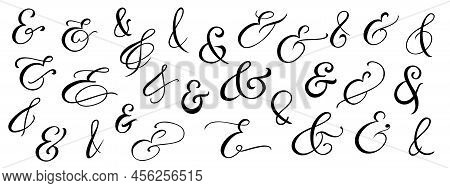 Typography Script Ampersand For Wedding Invitation, Poster, Card. Decorative Hand Drawn Symbol. Flou