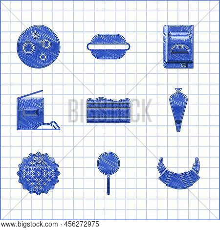 Set Brownie Chocolate Cake, Frying Pan, Croissant, Pastry Bag For Decorate Cakes, Cracker Biscuit, F